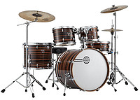 PODFS522CRZB Kessel aus Mahagoni mit Zebrawood Furnier Zusammenstellung: Bass Drum: 22"x18" Toms: 10"X8", 12"x9" Stand Tom: 16"x14" Snare: 14"x6, 5" Farbe: Zebrawood Grain Highgloss Stative, Becken ... Dixon Fuse Drum Set Zebrawood Grain
