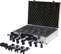 7-teiliges Drum Mikrofon Set inkl. Koffer Bestehend aus: 1 x Bass Drum Mikrofon 4 x Tom/Snare Mikrofon 2 x Overhead Kondensator Mikrofon Inkl. 7 Halter, 4 Spannreifenklammern, 2 Windscreen für die … Leem DM7S Drum Microphone Set