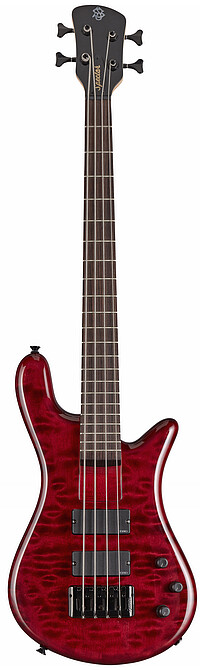 Der Spector Bantam 4 ist ein Leichtgewicht, denn sein Korpus ist gekammert. Ausserdem hat er eine kurze 30" Mensur und eine schmale Sattelbreite von 38mm. Er ist der ideale Partner für lange Gigs … Spector® Euro Bantam 4 black cherry glos