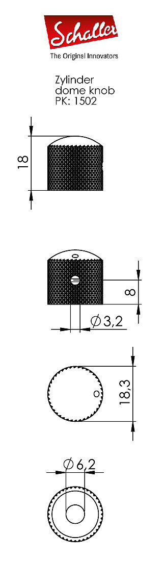Schaller Dome Knob black chrome (2)  