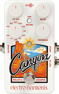 Der EHX Canyon hat mehr drauf als viele wesentlich größere Pedale. Vom überragenden Digital Delay und warmem Tape Echo bis hin zu Reverse und modulierten Delays und vielen weiteren sehr … Electro Harmonix Canyon Delay/Looper