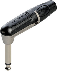 Beschreibung: 1/4" Mono Winkelklinkenstecker in modernem, ergonomischen Design. Metallgehäuse mit Kunststoffabdeckung, Zugentlastung. EIA / IEC Standard Messingkontakte Roxtone Klinkenstecker Winkel mono RJ2RP